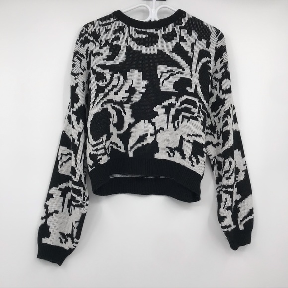 HORUS LINE Knit Crewneck Sweater Abstract Drop Shoulder Black + White MEDIUM - Picture 1 of 4